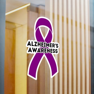 Alzheimer's Purple Awareness Ribbon Vinyl Decal, Purple Awareness Ribbon, Alzheimer's Warrior, Alzheimer's Disease Ribbon Decal