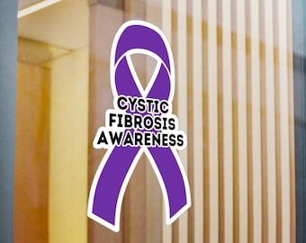 Cystic Fibrosis Awareness Ribbon Vinyl Decal, Purple Ribbon Sticker