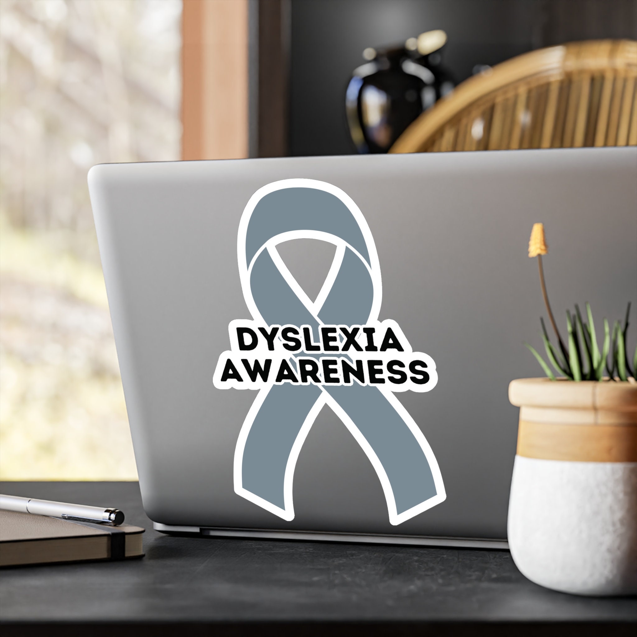 Dyslexia Awareness Ribbon Vinyl Decal, Silver Ribbon Car Sticker - Etsy