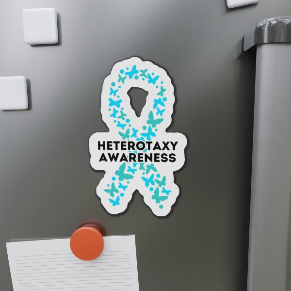 Heterotaxy Syndrome Awareness Ribbon Magnet, Teal Butterfly Ribbon