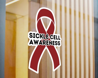 Sickle Cell Awareness Ribbon Vinyl Decal, Burgundy Awareness Ribbon, Sickle Cell Warrior, Sickle Cell Ribbon Car Decal