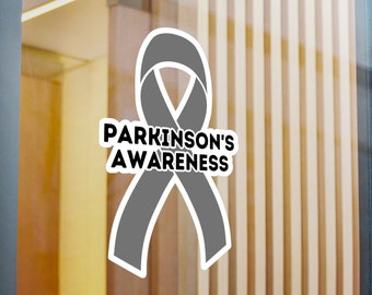 Parkinson's Disease Awareness Ribbon Vinyl Decal, Gray Sliver Ribbon, Parkinsons Warrior Gift