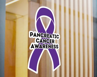 Pancreatic Cancer Awareness Ribbon Vinyl Decal, November Purple Ribbon