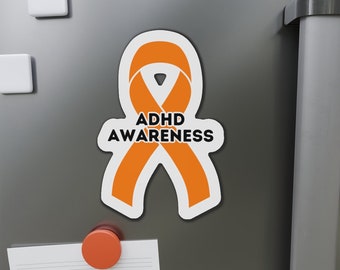 ADHD Awareness Ribbon Magnet, Orange Ribbon, Attention Deficit Hyperactivity Disorder Ribbon Magnet