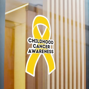 Calcomanía de vinilo con lazo para concienciar sobre el cáncer infantil, calcomanía para auto con lazo dorado