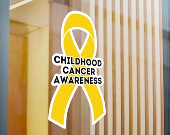 Childhood Cancer Awareness Ribbon Vinyl Decal, Gold Ribbon Car Sticker