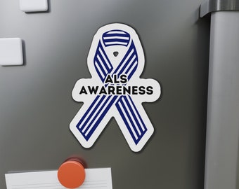 ALS Awareness Ribbon Magnet, Blue Pinstripe Ribbon, ALS Warrior, ALS Ribbon Magnet, Lou Gehrig's Disease