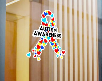 Autism Awareness Ribbon Vinyl Decal, Colorful Awareness Ribbon, Autism Warrior, Autism Support Car Decal
