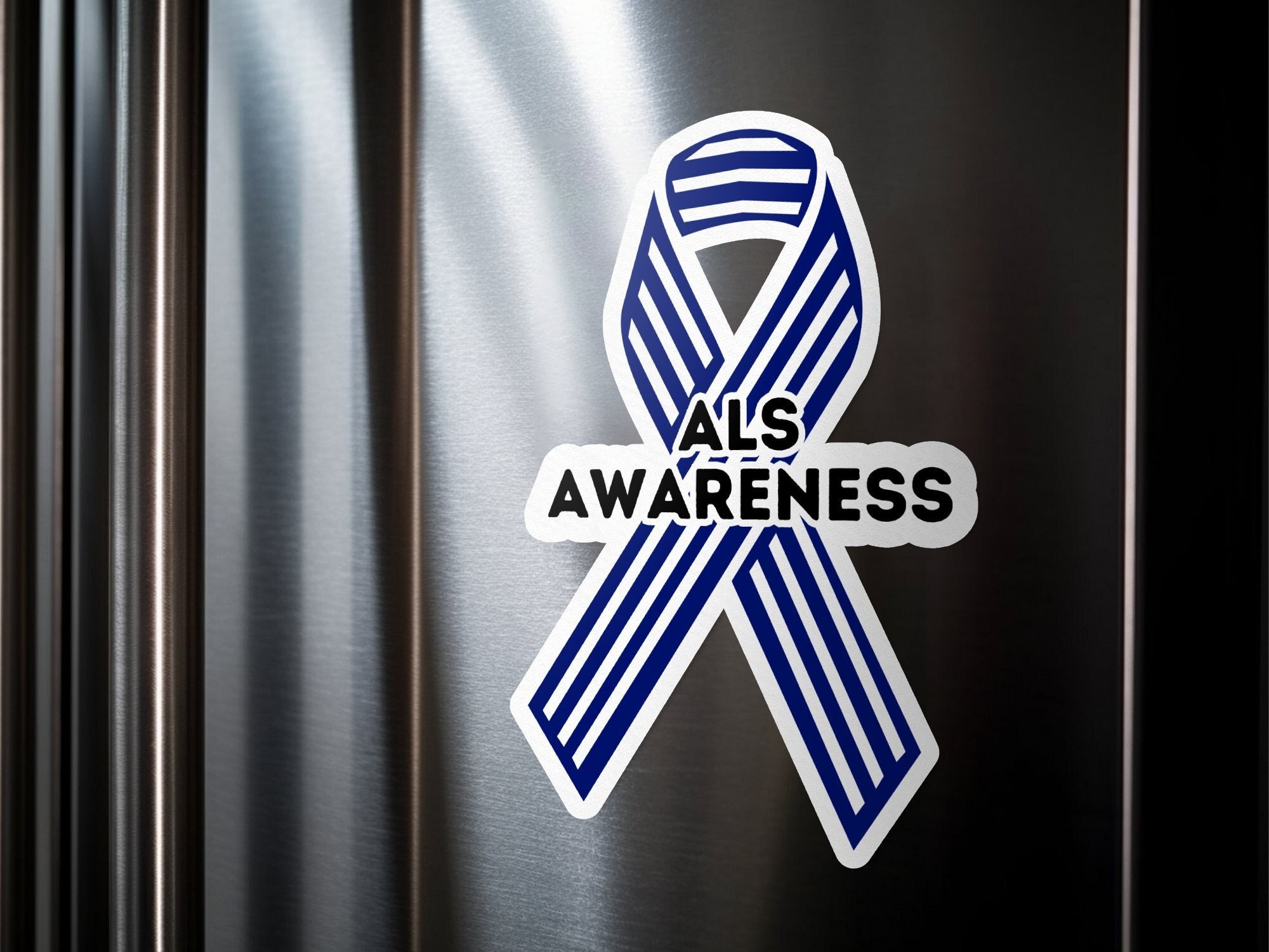 ALS Lou Gehrig's Disease Personalized Awareness Ribbon (Blue Stripe) –  Funeral Program-Site Funeral Programs & Templates