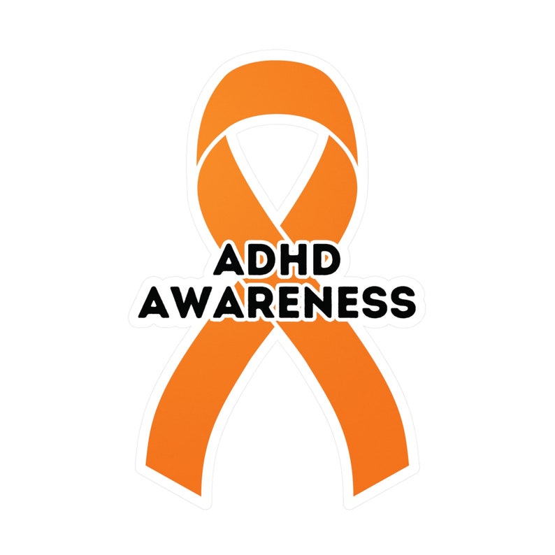 ADHD Awareness Ribbon Vinyl Decal, Orange Ribbon, Neurodiverse Gift ...
