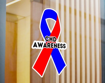 CHD Vinyl Decal, CHD Awareness, Blue and Red Ribbon, CHD Warrior Fighter