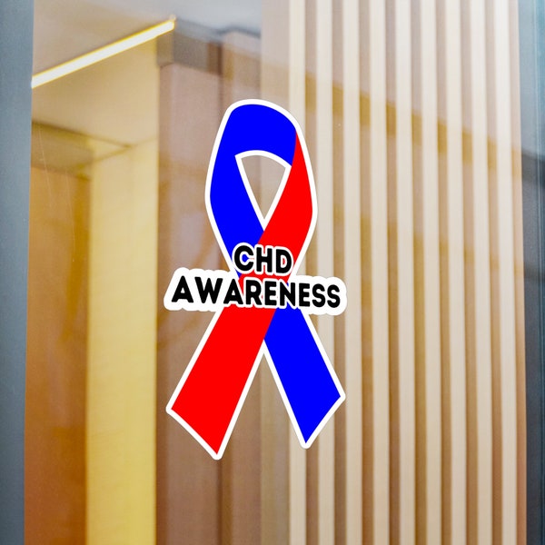 CHD Vinyl Decal, CHD Awareness, Blue and Red Ribbon, CHD Warrior Fighter