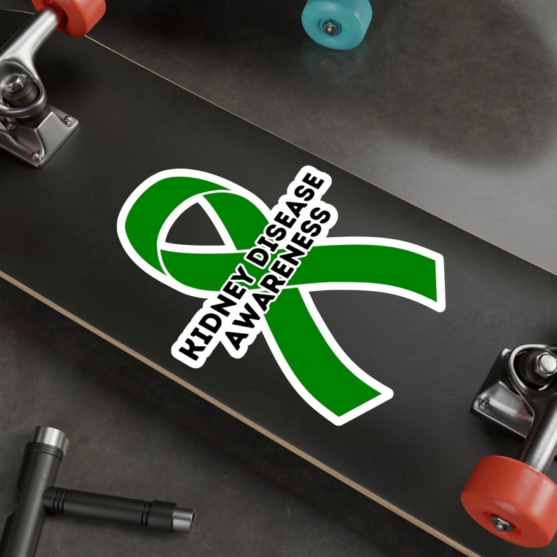 Kidney Disease Awareness Ribbon Vinyl Decal, Green Awareness Ribbon ...