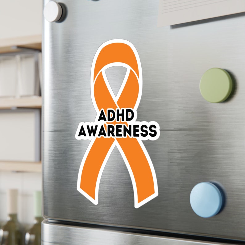 ADHD Awareness Ribbon Vinyl Decal, Orange Ribbon, Neurodiverse Gift ...