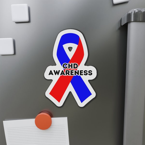 CHD Awareness Ribbon Magnet, Blue & Red Ribbon, CHD Warrior, CHD Ribbon Magnet, Heart Warrior, Open Heart Surgery Gift