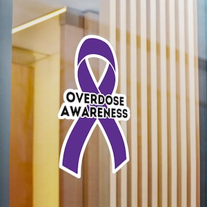 Overdose Awareness Ribbon Vinyl Decal, Purple Ribbon Sticker