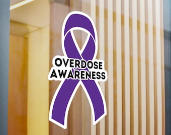 Overdose Awareness Ribbon Vinyl Decal, Purple Ribbon Sticker