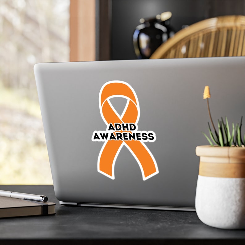 ADHD Awareness Ribbon Vinyl Decal, Orange Ribbon, Neurodiverse Gift ...