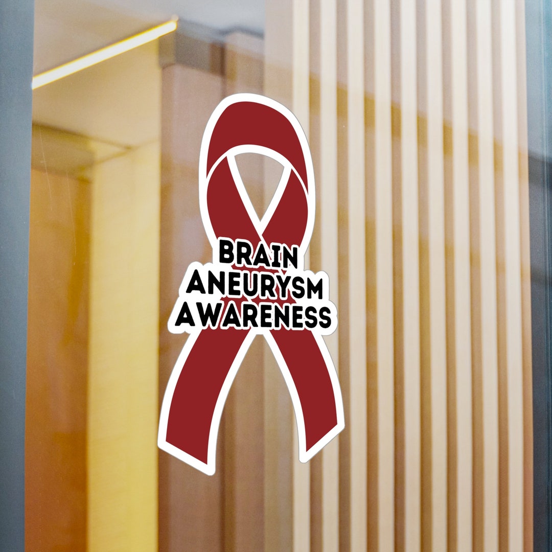 Brain Aneurysm Awareness Ribbon Vinyl Decal, Burgundy Awareness Ribbon ...