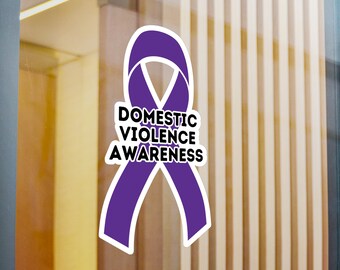 Domestic Violence Awareness Ribbon Vinyl Decal, Purple Ribbon, Domestic Violence Prevention Ribbon Decal, Love Shouldn't Hurt