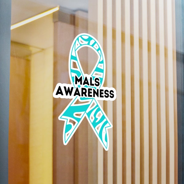 MALS Awareness Ribbon Vinyl Decal, Teal Zebra Print Ribbon,  Median Arcuate Ligament Syndrome