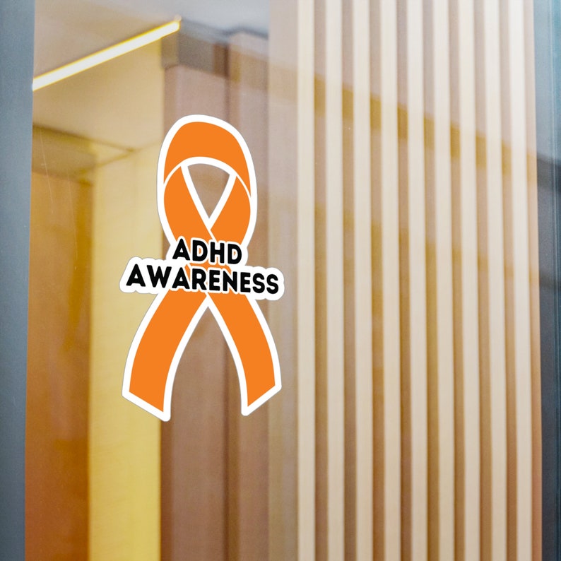 ADHD Awareness Ribbon Vinyl Decal, Orange Ribbon, Neurodiverse Gift ...