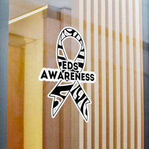 EDS Awareness Ribbon Vinyl Decal, Zebra-Print Ribbon,  Ehlers-Danlos Syndrome