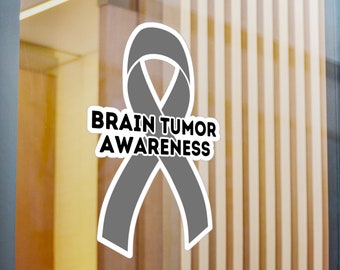 Brain Tumor Awareness Ribbon Vinyl Decal, Gray Ribbon Car Decal