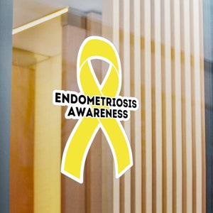 Endometriosis Awareness Ribbon Vinyl Decal, Yellow Ribbon Car Sticker