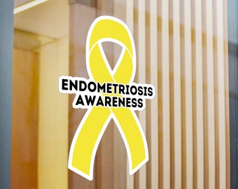 Endometriosis Awareness Ribbon Vinyl Decal, Yellow Ribbon Car Sticker