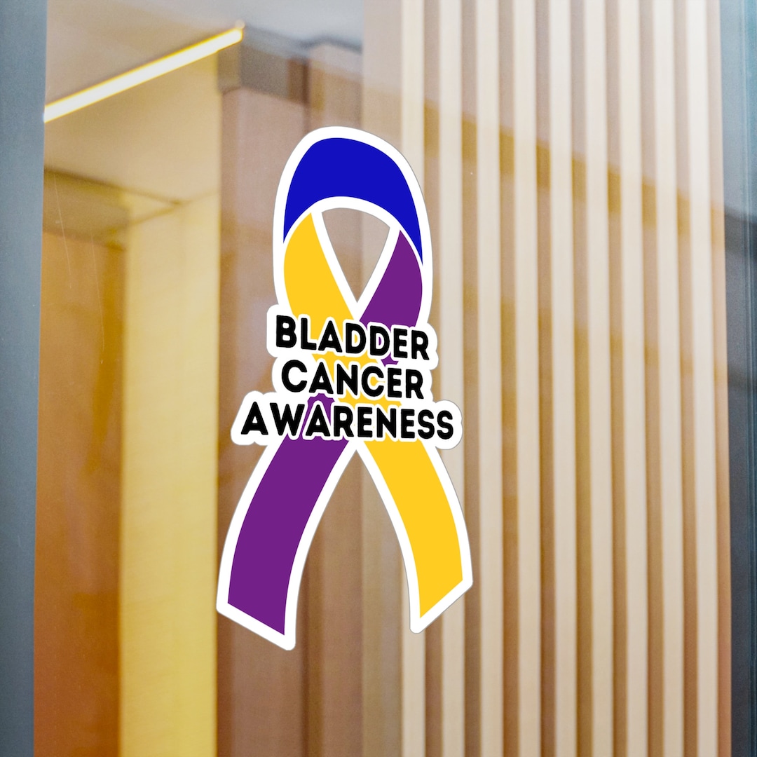 Bladder Health Ribbon Bladder Cancer Awareness Ribbon Vinyl Decal, May Blue Yellow Purple ...
