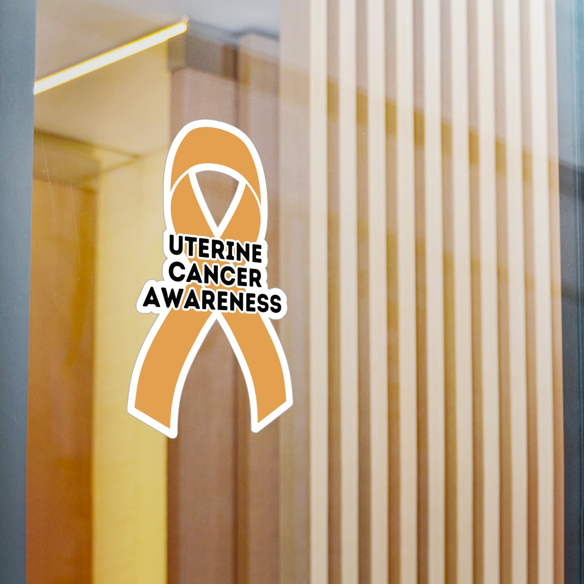 Uterine Cancer Awareness Ribbon Vinyl Decal, Peach Ribbon Car Sticker ...