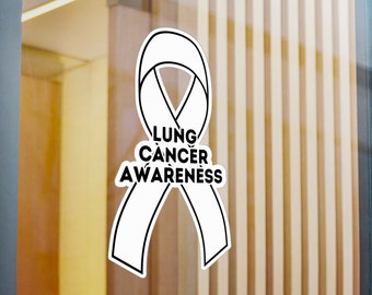 Lung Cancer Awareness Ribbon Vinyl Decal, White Ribbon Car Sticker