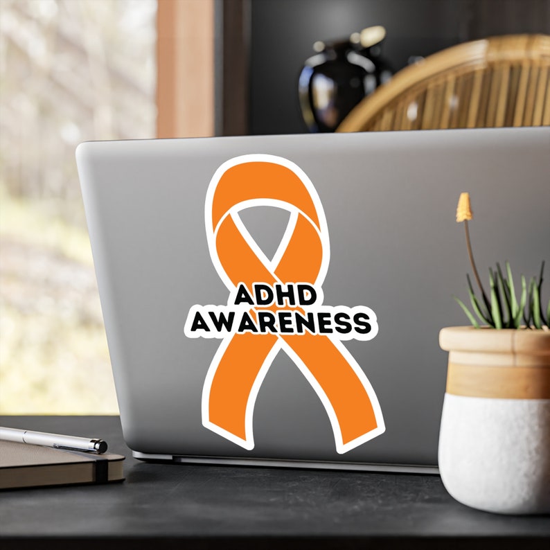 ADHD Awareness Ribbon Vinyl Decal, Orange Ribbon, Neurodiverse Gift ...