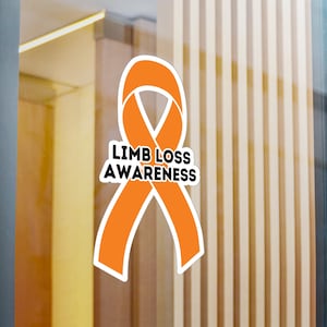 Limb Loss Awareness Ribbon Vinyl Decal, Amputee Awareness Orange Ribbon Car Decal
