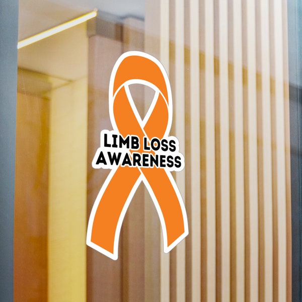 Limb Loss Awareness Ribbon Vinyl Decal, Amputee Awareness Orange Ribbon Car Decal