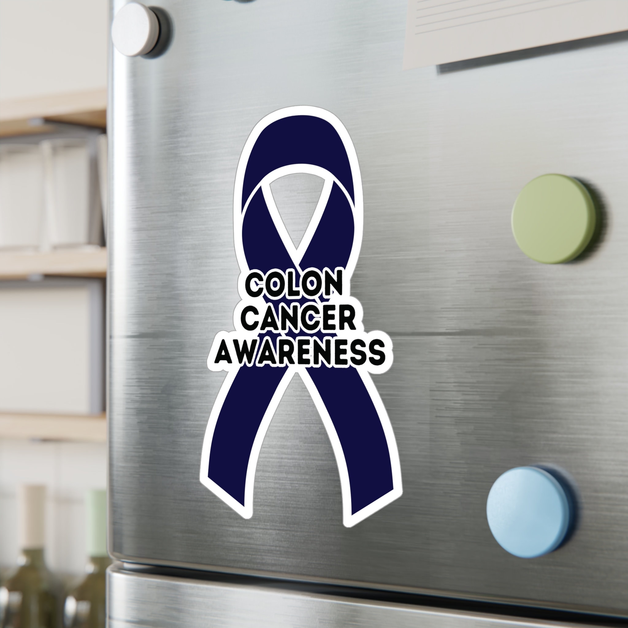 Colon Cancer Awareness Ribbon Vinyl Decal, Dark Blue Ribbon Car Sticker ...