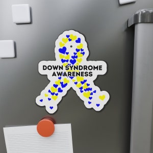 Down Syndrome Awareness Ribbon Magnet, Blue and Yellow Ribbon Car Magnet