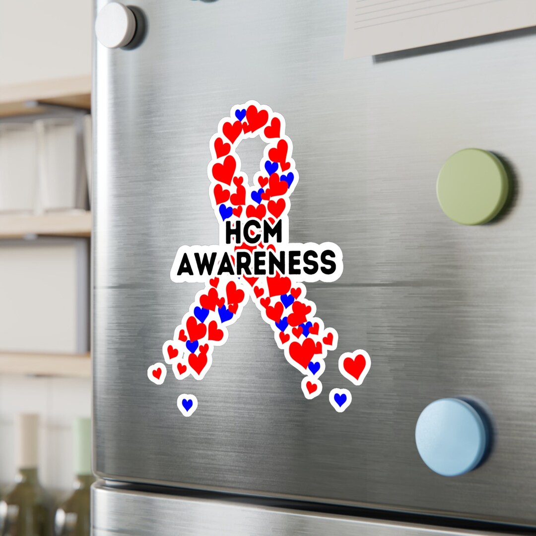 HCM Awareness Vinyl Decal Blue and Red Heart Ribbon HCM Etsy