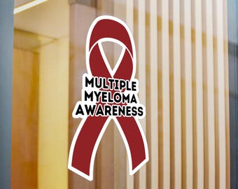 Multiple Myeloma Awareness Ribbon Vinyl Decal, Burgundy Awareness Ribbon