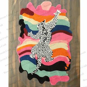 Melting Leopard Wool Rug: Irregular Psychedelic Design