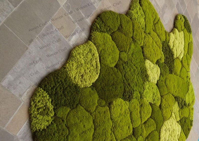 Floral Moss Hand-tufted Wool Rug: Lath Look Floral African Forest. - Etsy