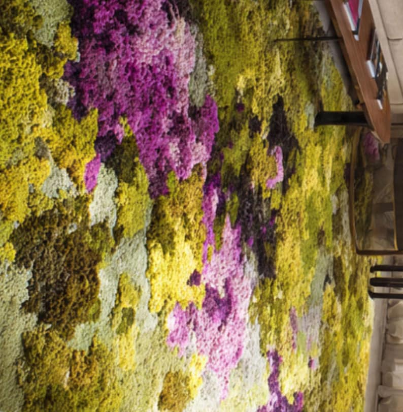 Green Moss Tufted Rug: Botanical Biophilic Floral Home Décor Runner Rug ...