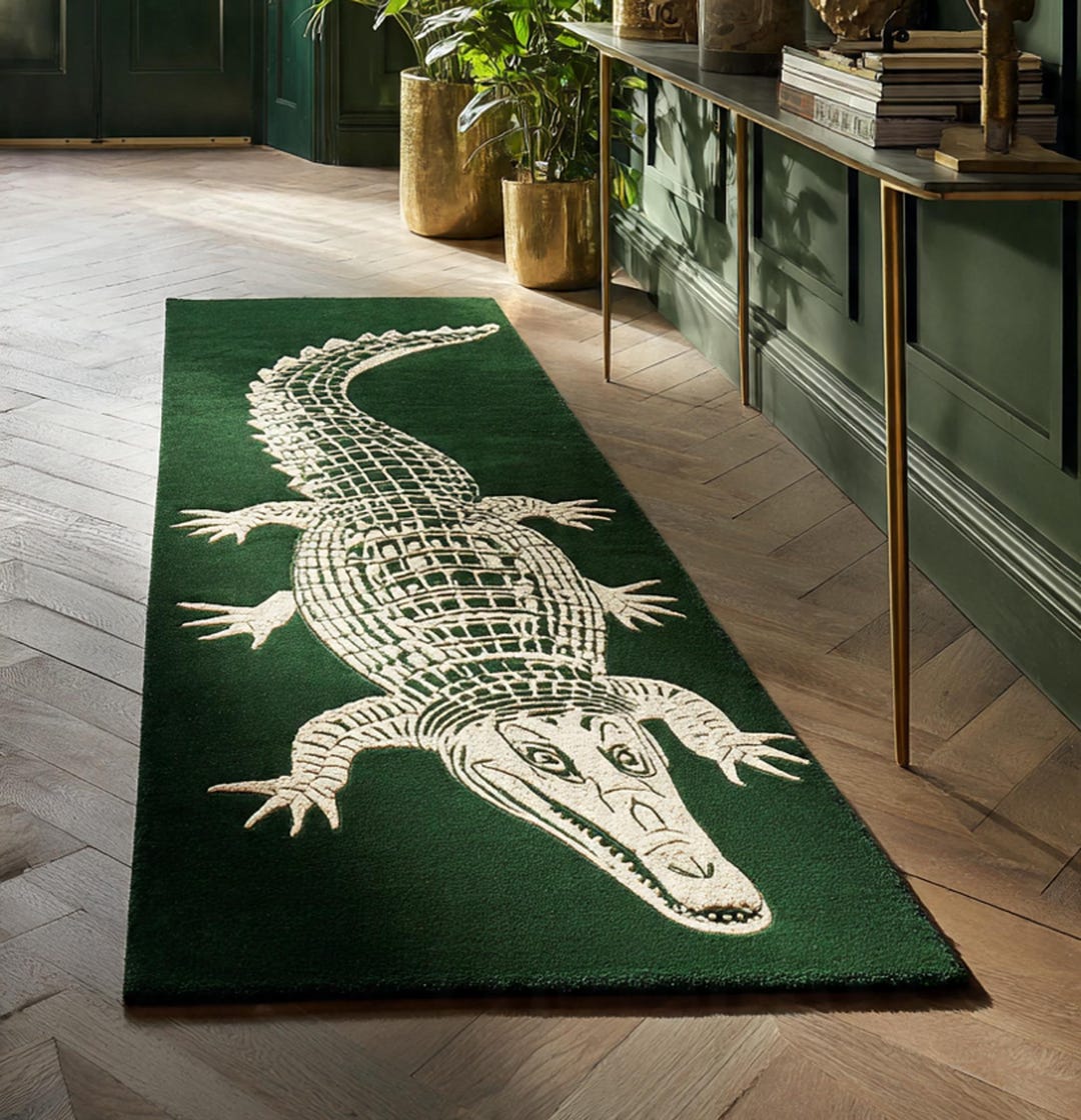 Crocodile Handmade Wool Tiger Runner Rug: Modern Persian Style - Etsy