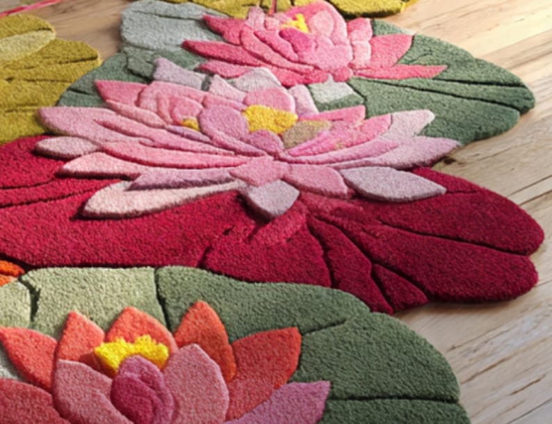 Flowers Leaf-shaped Abstract Rug: Modern Colorful Statement Carpet - Etsy