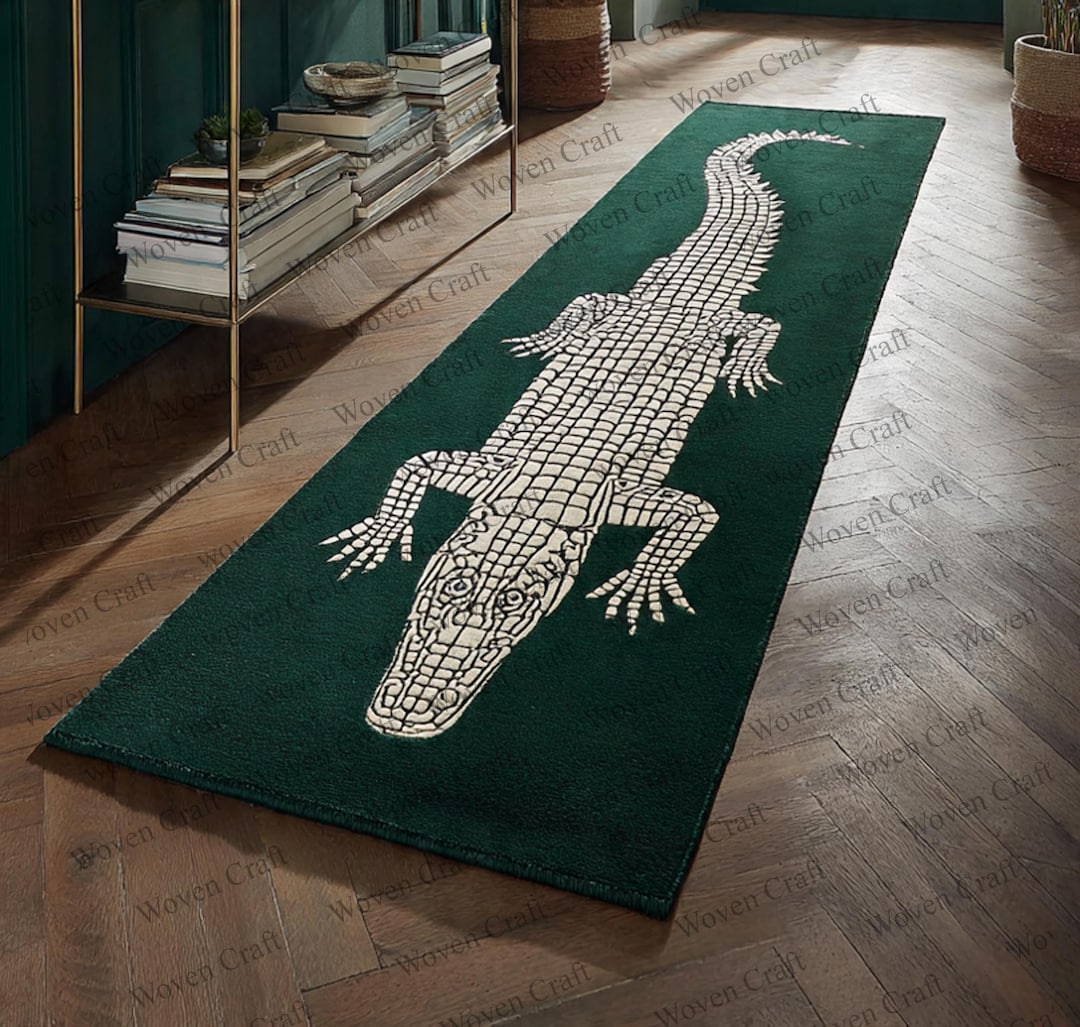 Hand-tufted Wool Alligator Rug: Green Animal Accent Rug - Etsy