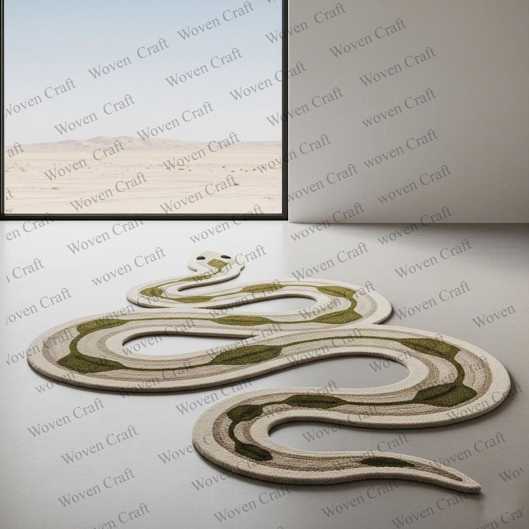 Whitesnake Rug Hand-tufted Wool Snake Rug: Bold Serpent Runner, Hallway Decor - Etsy