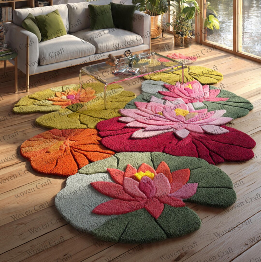 Flowers Leaf-shaped Abstract Rug: Modern Colorful Statement Carpet - Etsy
