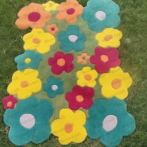 floral scallops normal pile rug  Look Hand Tufted Handmade Modern 100% Wool For Home Dining Room Any Room Birthday Gift customize.