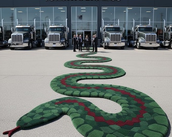 Alfombra de lana con diseño de serpiente, hecha a mano: Bold Serpent Runner, decoración animal